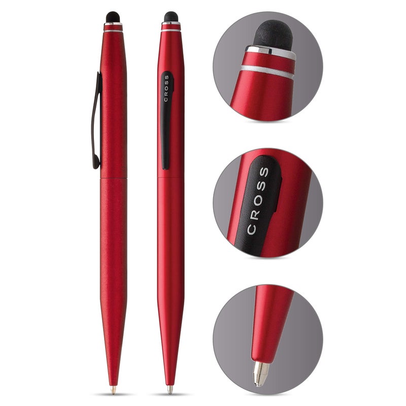 Cross Tech2 Refillable Ballpoint Pen, Medium Ballpen With Stylus, Includes Premium Gift Box - Metallic Red - Image 2