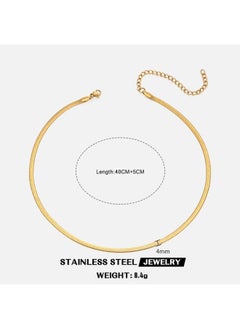 نيبمينينت Stainless Steel Snake Bone Chain European And American Fashion Popular Simple Design 8k Gold Plated Titanium Necklace Elegant All-match 
