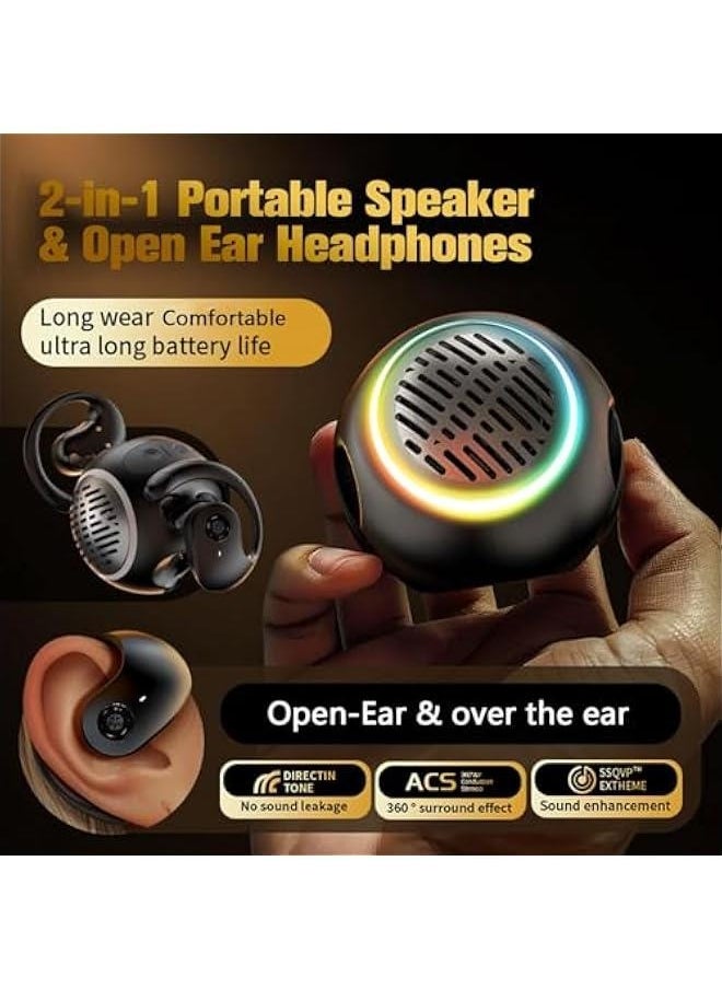 Generic Wireless Open Ear Over The Ear Earbuds with Portable Small Bluetooth Speaker Mini Speakers Bluetooth Wireless Kids Bone Conduction Headphones Earbuds Open Ear Buds Out of Outside The Ear  - Image 2