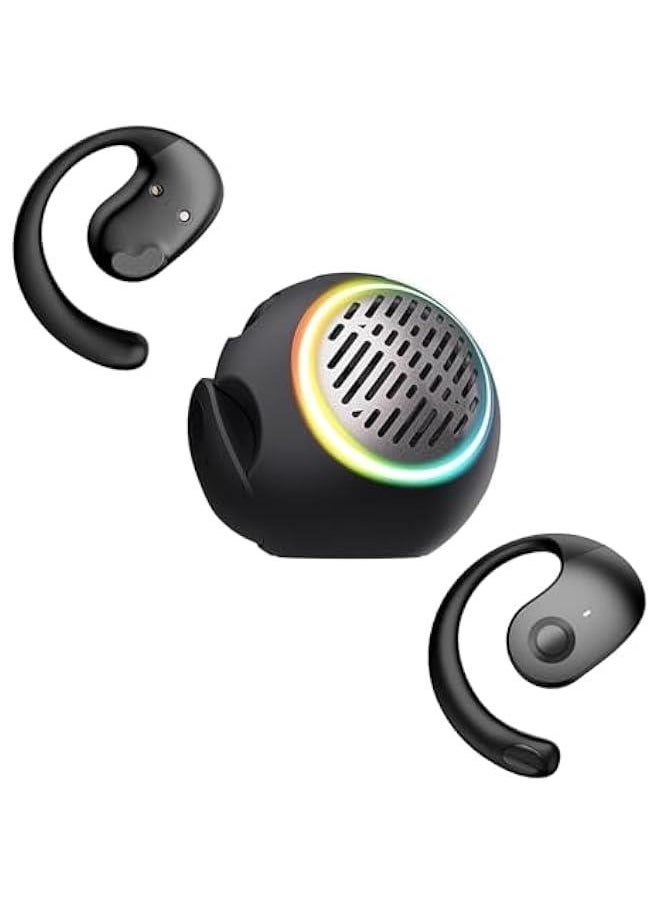 Generic Wireless Open Ear Over The Ear Earbuds with Portable Small Bluetooth Speaker Mini Speakers Bluetooth Wireless Kids Bone Conduction Headphones Earbuds Open Ear Buds Out of Outside The Ear  - Image 1