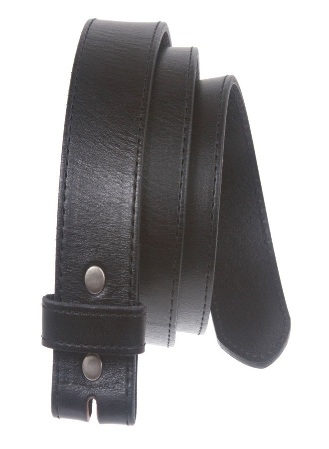 Beltiscool Snap On Cowhide Full Grain Stitching-Edged Leather Belt Strap Size: 36 Color: Black - Image 2