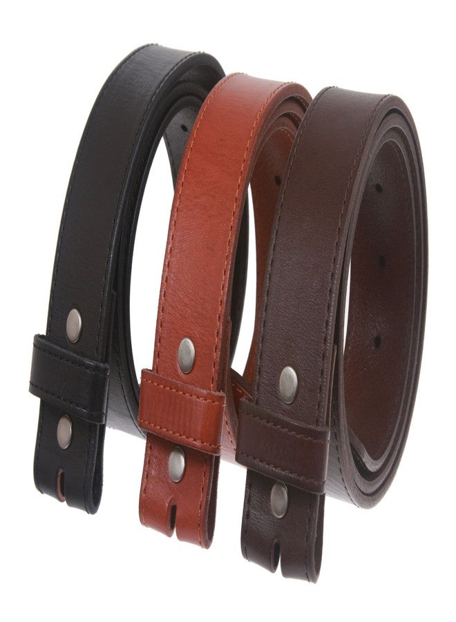 Beltiscool Snap On Cowhide Full Grain Stitching-Edged Leather Belt Strap Size: 36 Color: Black - Image 3