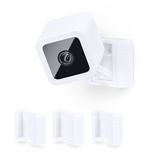 BRAINWAVZ 3 Pack Wall Mount for Wyze Cam V3 & V4, Adhesive VHB Stick On - Easy to Install, No Tools Needed, No Mess, No Drilling, Strong Adhesive Mount, White - Image 1