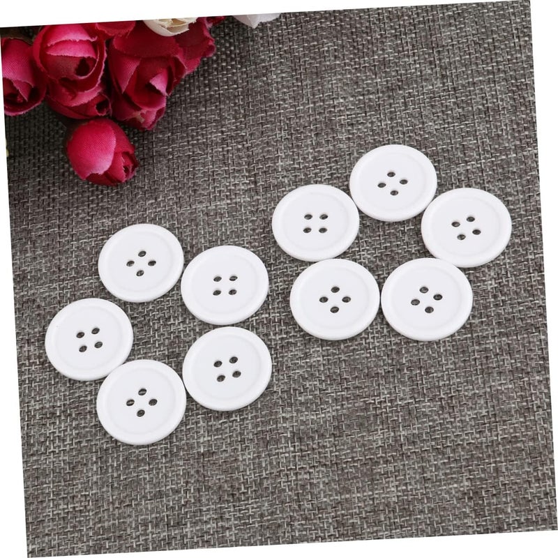 klarako 150 pcs Button Buttons Painting Colorful Ornament White Knitting for Snaps Craft Round Holes DIY Scrapbooking Hard Crafts Mm Resin Hole Children Sewing Manual -hole - Image 2