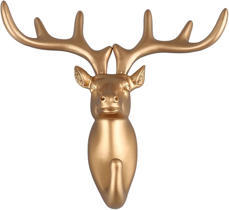 خطافات معاطف جدارية على شكل رأس غزال ذهبي لشاشات الحمام - Image 2