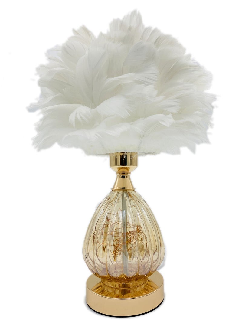 سکیلو مصباح سرير LED عصري على شكل ريشة - ضوء ليلي ناعم بزهرة الهندباء بثلاثة ألوان | مصباح طاولة مزخرف لغرفة النوم، أو الدراسة، أو الهدايا (30×47 سم، موديل LIT-01) - Image 1