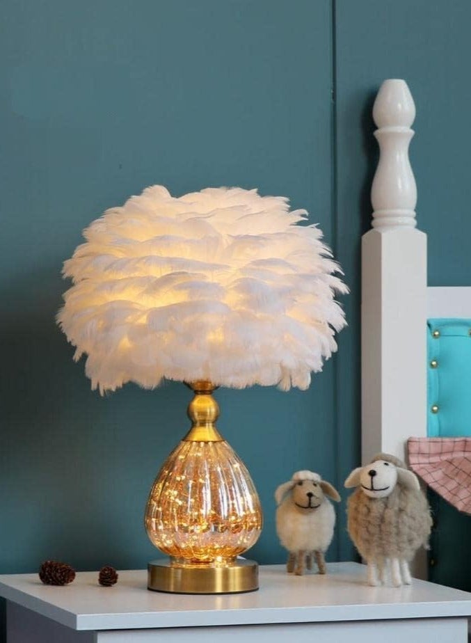 سکیلو مصباح سرير LED عصري على شكل ريشة - ضوء ليلي ناعم بزهرة الهندباء بثلاثة ألوان | مصباح طاولة مزخرف لغرفة النوم، أو الدراسة، أو الهدايا (30×47 سم، موديل LIT-01) - Image 3