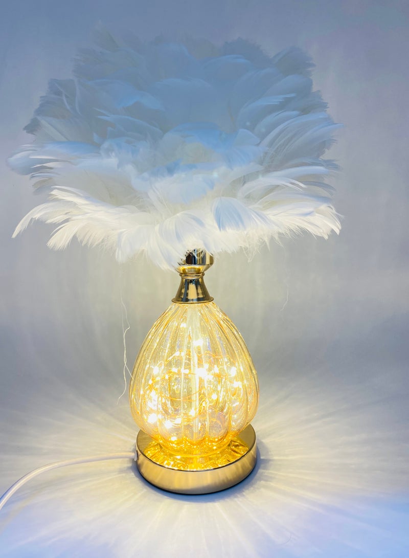 سکیلو مصباح سرير LED عصري على شكل ريشة - ضوء ليلي ناعم بزهرة الهندباء بثلاثة ألوان | مصباح طاولة مزخرف لغرفة النوم، أو الدراسة، أو الهدايا (30×47 سم، موديل LIT-01) - Image 2