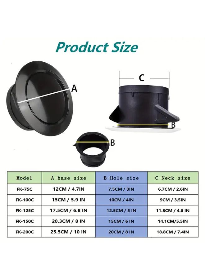 Black 5 Inch Rotatable Vent Cover with Adjustable Switch Easy Clean Bird Proof Ventilation System - Image 3