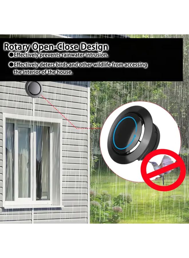 Black 5 Inch Rotatable Vent Cover with Adjustable Switch Easy Clean Bird Proof Ventilation System - Image 1