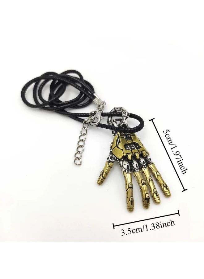 Left Hand Mechanical Robot Pendant Necklace Articulated Finger Joint Metal Desk Decor Unique Gift For Men Women Christmas Birthday Anniversary Accessories - Image 2