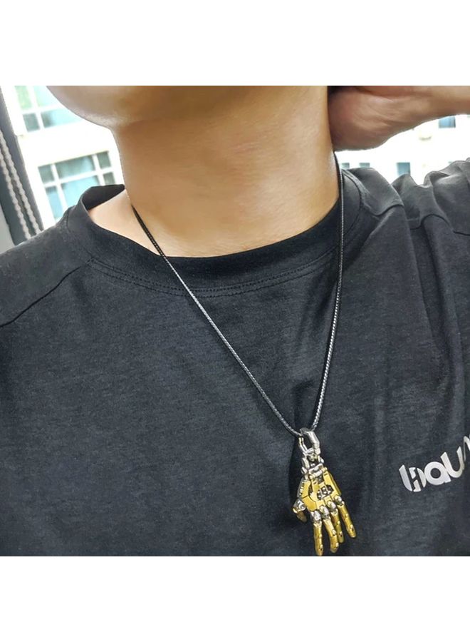 Left Hand Mechanical Robot Pendant Necklace Articulated Finger Joint Metal Desk Decor Unique Gift For Men Women Christmas Birthday Anniversary Accessories - Image 3