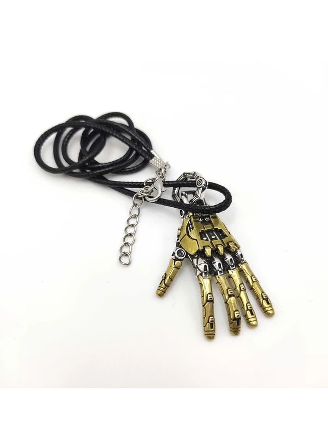 Left Hand Mechanical Robot Pendant Necklace Articulated Finger Joint Metal Desk Decor Unique Gift For Men Women Christmas Birthday Anniversary Accessories - Image 1