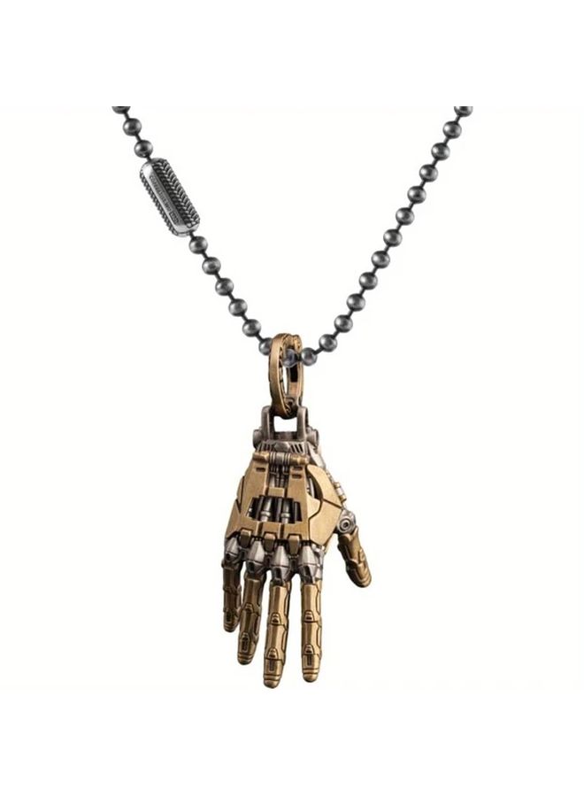 Left Hand Mechanical Robot Pendant Necklace Articulated Finger Joint Metal Desk Decor Unique Gift For Men Women Christmas Birthday Anniversary Accessories - Image 4