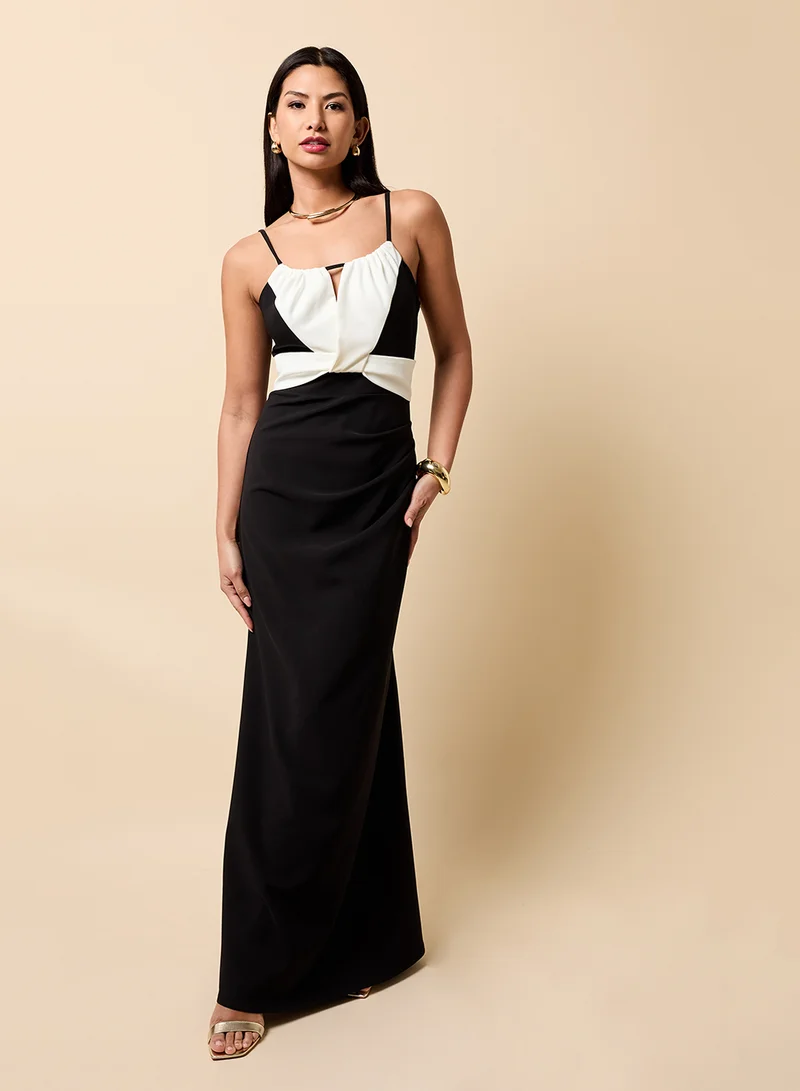 Little Mistress Contrast Detail Sleeveless Maxi Dress