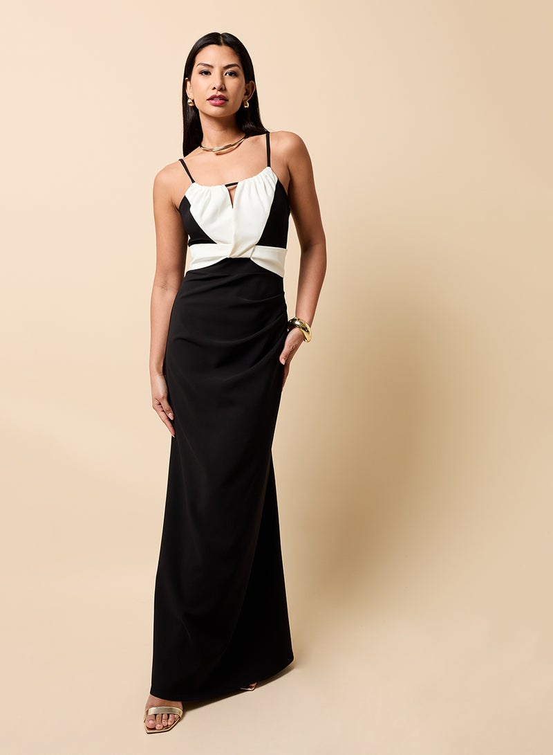 Little Mistress Contrast Detail Sleeveless Maxi Dress - Image 1