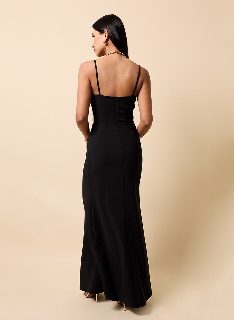 Little Mistress Contrast Detail Sleeveless Maxi Dress - Image 2