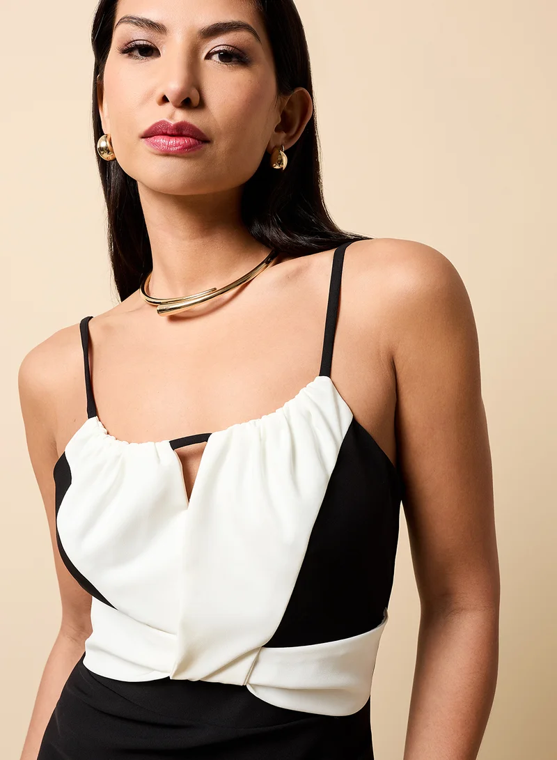 Little Mistress Contrast Detail Sleeveless Maxi Dress