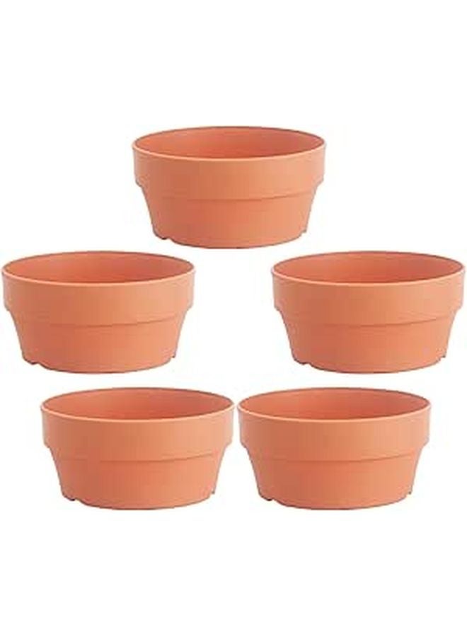5Pcs Round Plastic Flowerpots 16Cm Diameter Shallow Planters with Drainage Holes for Succulents Garden Plants Indoor Outdoor - Image 1