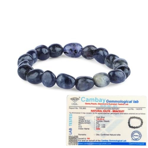 ARE - Aeora Rocks : Iolite Tumbled Bracelet for Chakra Alignment, Energy Balance, and Spiritual Growth - for Men and Women - Image 1