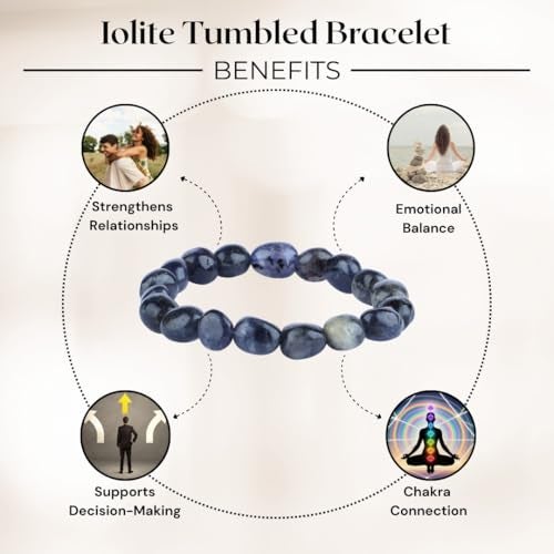 ARE - Aeora Rocks : Iolite Tumbled Bracelet for Chakra Alignment, Energy Balance, and Spiritual Growth - for Men and Women - Image 2