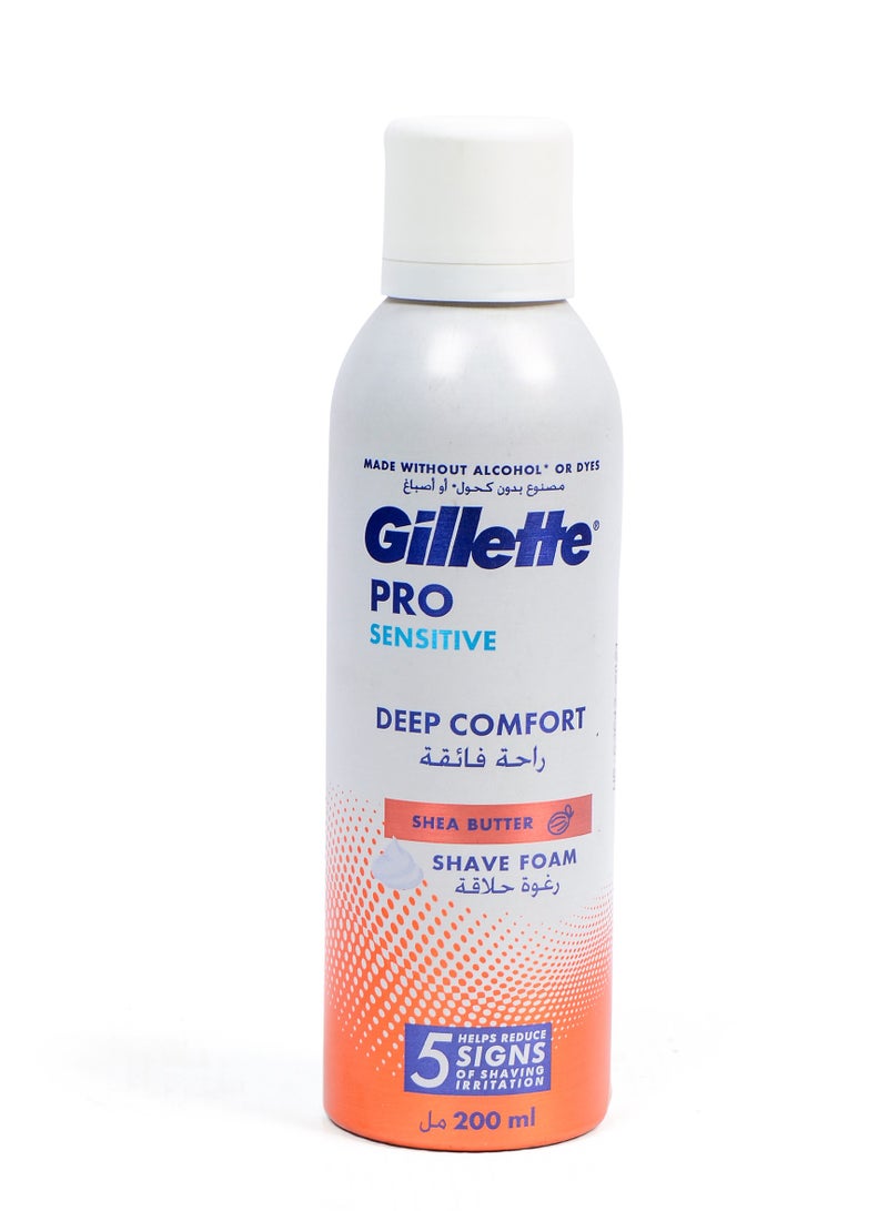 Gillette Gillette Pro Senstive Deep Comfort Shea Butter Shave Foam 200ML