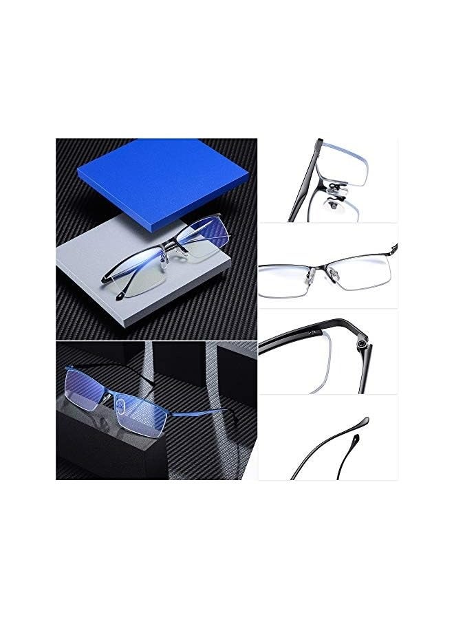 PROMASS Blue Light Blocking Computer Gaming Glasses for Men Half-Rim Metal Eyewear Frame + Case, Anti-Glare Anti-Eyestrain Anti-Fatigue - Image 4
