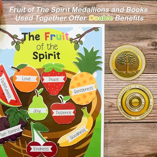IELCJJ 5pcs Fruit of The Spirit Christian Challenge Coin - Galatians 5:22-23 Jesus Religious Token - Art God Pocket Bible Verses Coins for Study - Good Luck Commemorative Gifts for Men Women Kids - Image 5