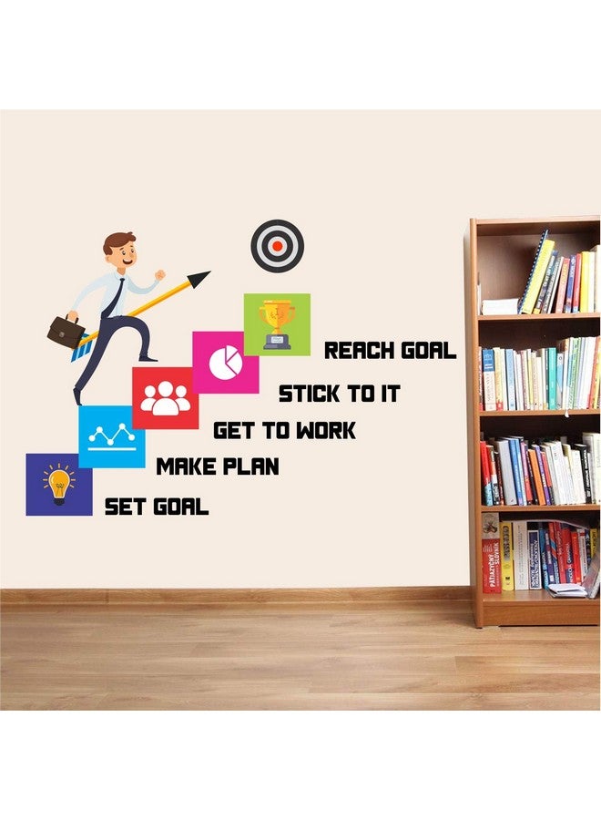 StickMe 'Career - Reach Goal - Office Inspirational Motivation Wall Sticker ' -SM717 (Multi Colour, Vinyl - 90cm X 60 cm) - Image 1