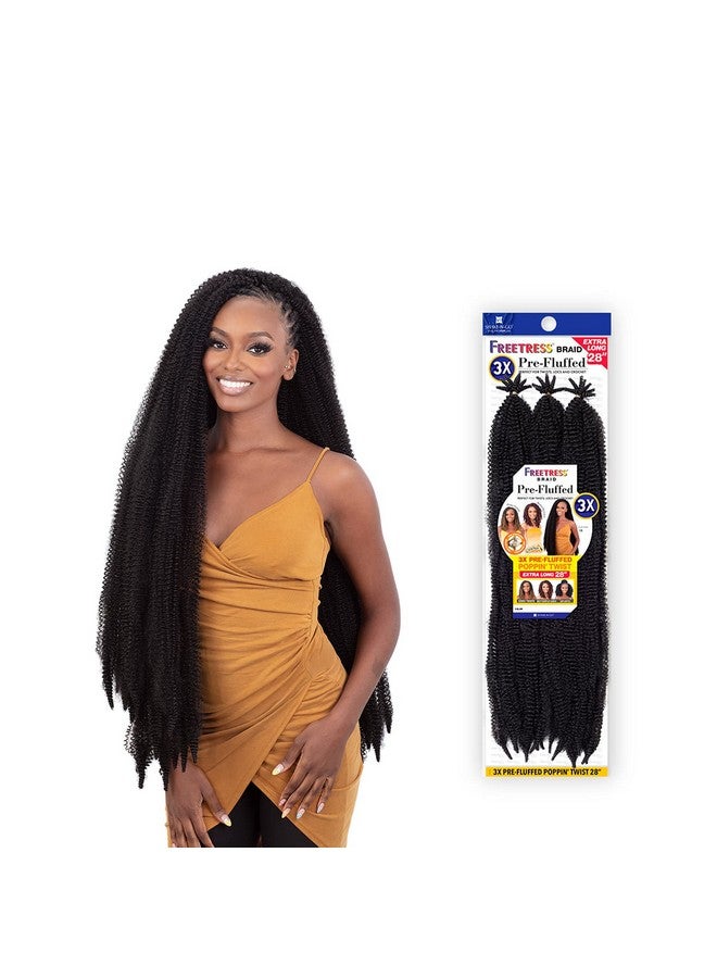 FreeTress Braids Shake N Go FreeTress Crochet Braids 3X Pre-Fluffed Poppin Twist 28inch (1-pack, 1B) - Image 2