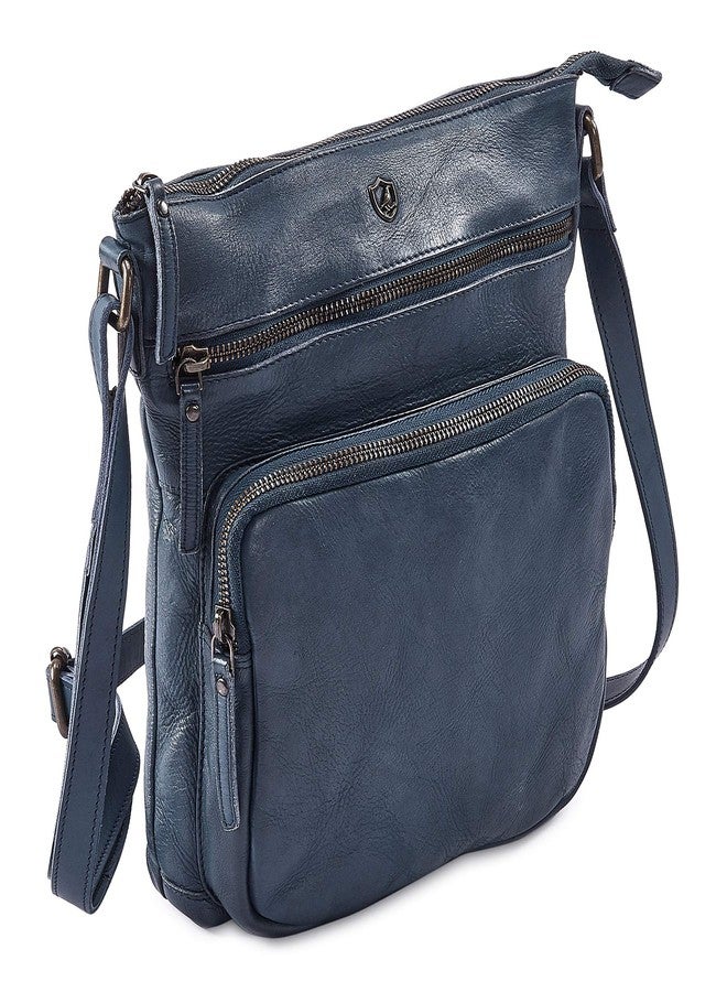 Cochoa Crossbody Bags for Women Genuine Leather Purse Handmade Vintage Shoulder Bag Crossover Pocketbook Adjustable Strap (Ocean Blue Washed Vintage) - Image 1