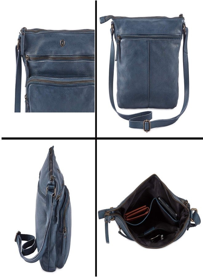 Cochoa Crossbody Bags for Women Genuine Leather Purse Handmade Vintage Shoulder Bag Crossover Pocketbook Adjustable Strap (Ocean Blue Washed Vintage) - Image 5