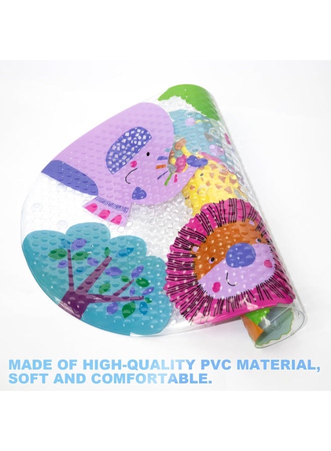 Cartoon Non Slip Bath Mats for Kids, Cute Pattern Oval 69 x 39 cm Shower Mat for Tub, Anti Slip Machine Washable Bathtub Mats for Toddlers Baby Children (Forest Animals), CA-779  - Image 5