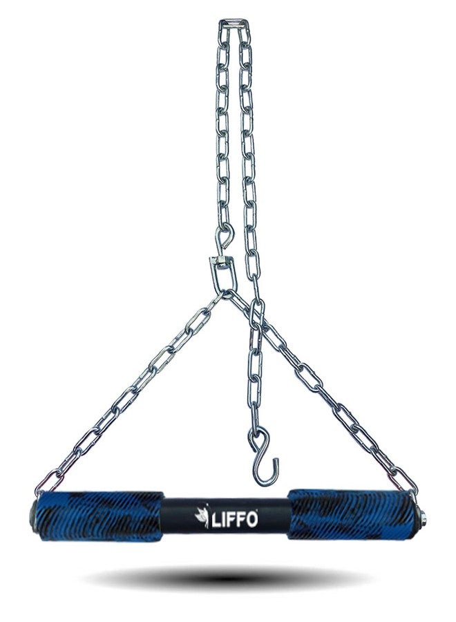 Liffo® Steel Pull Up Chin up Bar, Steel Chin Up, Sangal Rod with Chain Hanging Rod ChinUp Bar, Height Increaser and Pull Exercise with Heavy Duty Chain 5FT (Blue) - Image 1