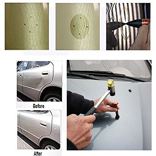 HiYi Paintless Dent Repair Kits，Car Body Dent Removal Tools Knockdown Tips Tools Metal Dent Tap Down Tools with 9 Heads Tips - Image 4