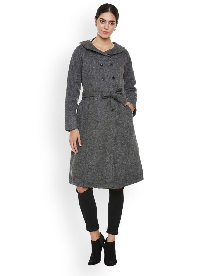 Athena Grey Wool Trench Coat for Women - Image 1
