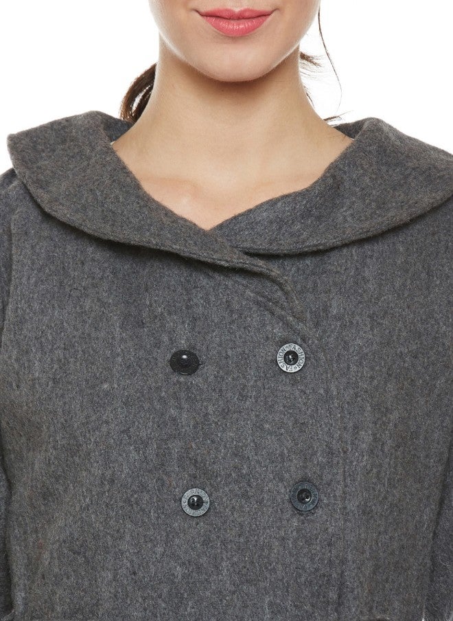 Athena Grey Wool Trench Coat for Women - Image 2