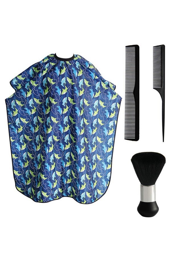 Flagsky Kids Haircut Cape and Neck Duster Brush Hair Comb Set Professional Barber Hairbrush and Children Dolphin Hairdresser Apron with Adjustable Snap Closure Extra Long Cape 47x39 inch  - Image 1