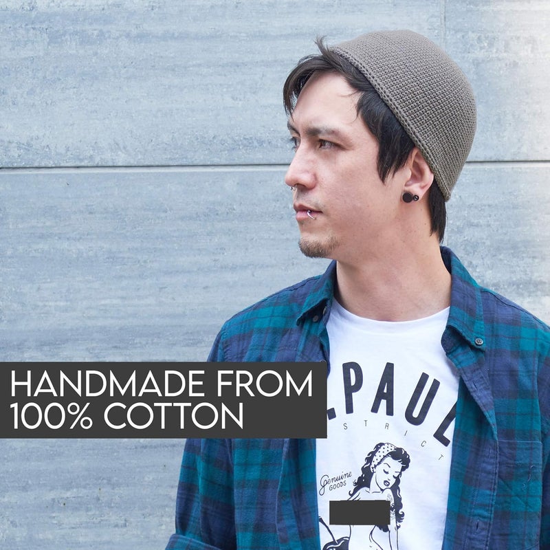 CHARM Casualbox Men's Black Skull Cap Beanie Hat - Handmade Cotton Fashion Headwear (Size: M) - Image 2