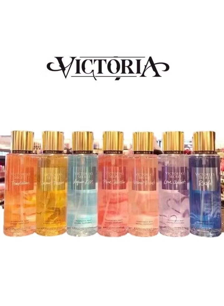 Set consisting of Rush - Love Addict - Velvet Petals - Pure Seduction - aqua kss - Coconut Passion - Temptation Victoria's Secret
