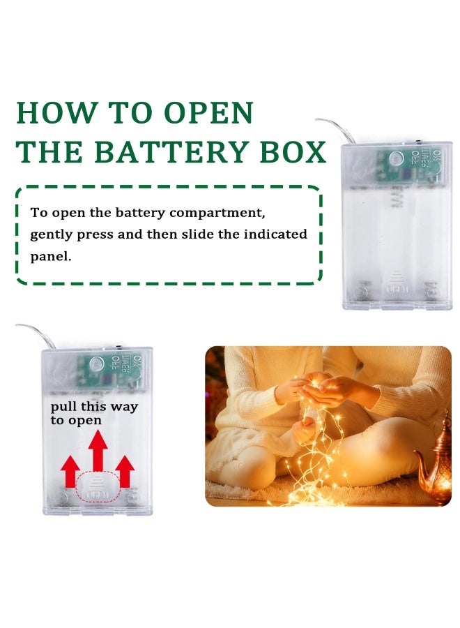 تشوسيسونج 50 مصباح LED لإضاءة عيد الفطر، أضواء خرافية بطول 5 أمتار، سلك فضي، تعمل بالبطارية، وضعان، لتزيين المنزل في حفلات العيد (أبيض دافئ) - Image 3