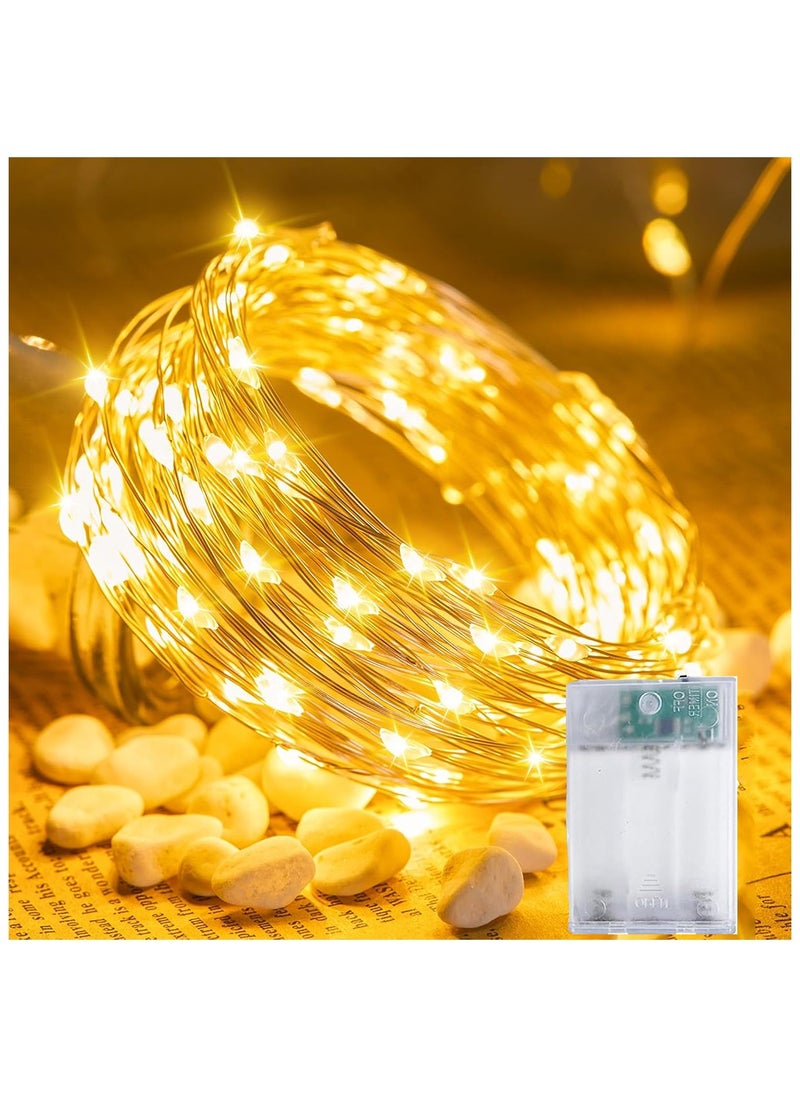 تشوسيسونج - 50 مصباح LED لإضاءة عيد الفطر، أضواء خرافية بطول 5 أمتار، سلك فضي، تعمل بالبطارية، وضعان، لتزيين المنزل في حفلات العيد (أبيض دافئ) - Image 1