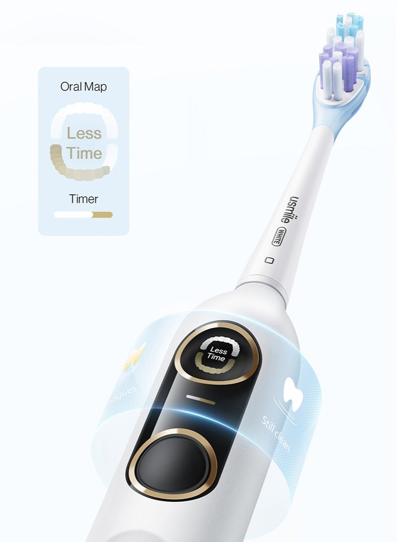 يو سمايل فرشاة أسنان كهربائية يوسمايل سونيك مع شاشة ذكية وإرشاد فوري – تنظيف عميق بتردد يصل إلى 38,000 ذبذبة في الدقيقة، 4 أوضاع تنظيف (ذكي، نظيف، تبييض، ناعم)، حساس ضغط لحماية اللثة، بطارية ليثيوم تدوم استعمالها حتى 6 أشهر بشحن USB-C، مقاومة للماء ، شاشة تُوضّح الأماكن الفائتة لإزالة البلاك بالكامل - Image 5