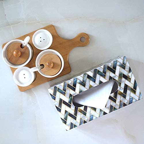 Tranquil Square | Handcrafted | Premium Finish | Glossy Contemporoay Zig Zag Marble Pattern | Multi Color Wooden Tissue Paper Box | - Image 5