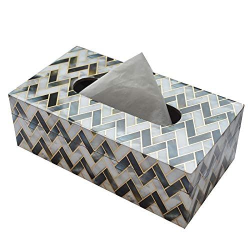 Tranquil Square | Handcrafted | Premium Finish | Glossy Contemporoay Zig Zag Marble Pattern | Multi Color Wooden Tissue Paper Box | - Image 2