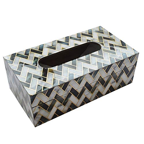 Tranquil Square | Handcrafted | Premium Finish | Glossy Contemporoay Zig Zag Marble Pattern | Multi Color Wooden Tissue Paper Box | - Image 3