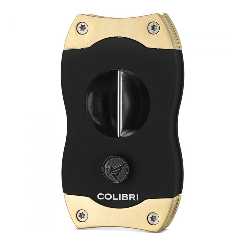 Colibri Premium V-Cut Cigar Cutter - Ergonomic Stainless Steel Spring-Loaded Blade, Ideal for up to 60+ Ring Gauge - Gift for Cigar Enthusiasts (Brushed Gold) - Image 1