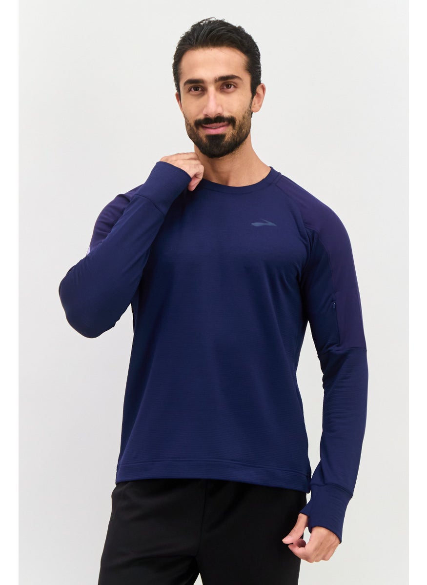Brooks Men Sportswear Fit Long Sleeve Training Sweatshirt, Navy  - Image 1