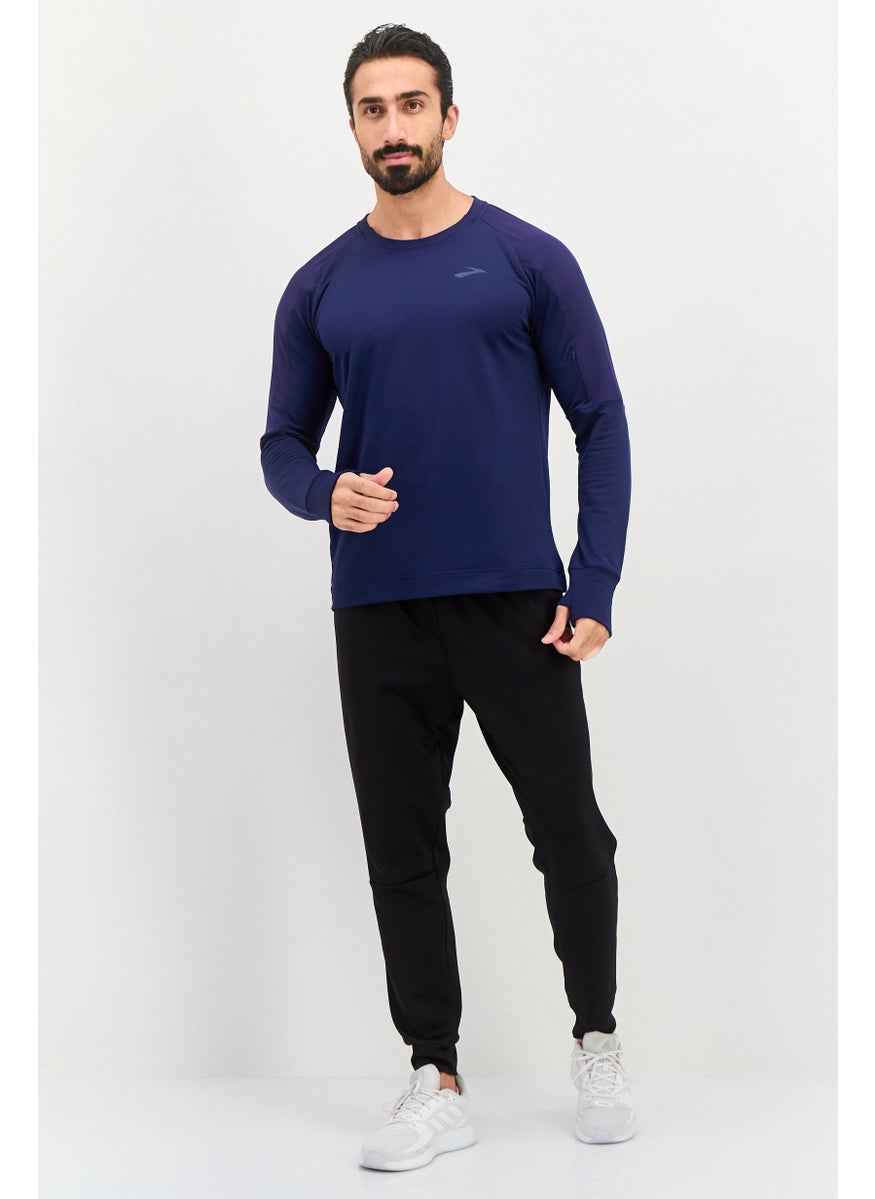 Brooks Men Sportswear Fit Long Sleeve Training Sweatshirt, Navy  - Image 4