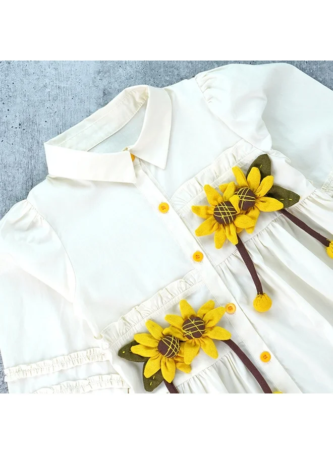 ليتل سربرايز بوكس Cream Sunflower Style Smart Casual and Partywear for Girls
